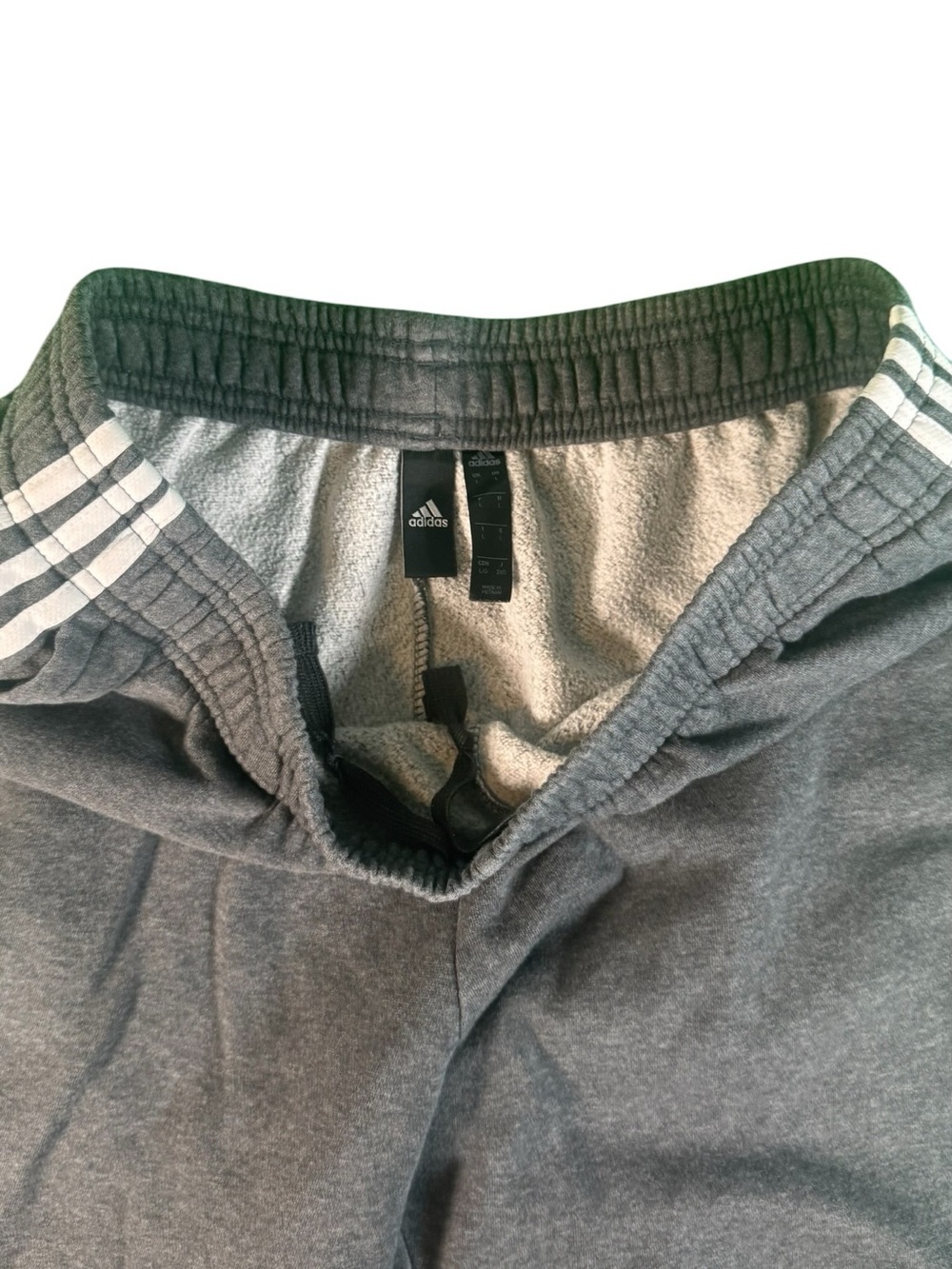 Adidas Men's Jogger Sweatpants Gray 3 Stripe Fleece Lined Athletic Pants Large - Picture 6 of 11